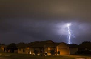 Lightning strikes in the night